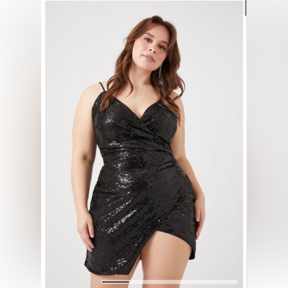 NWT Plus Size Sequin Wrap Dress - Picture 2 of 4